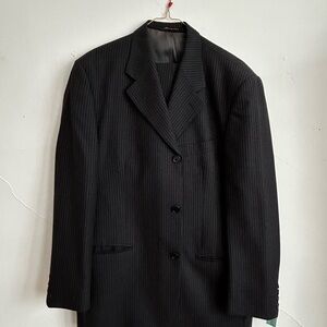 *Classic Black Pinstripe* GB Baroni Men's Suit Jacket (100% Wool)